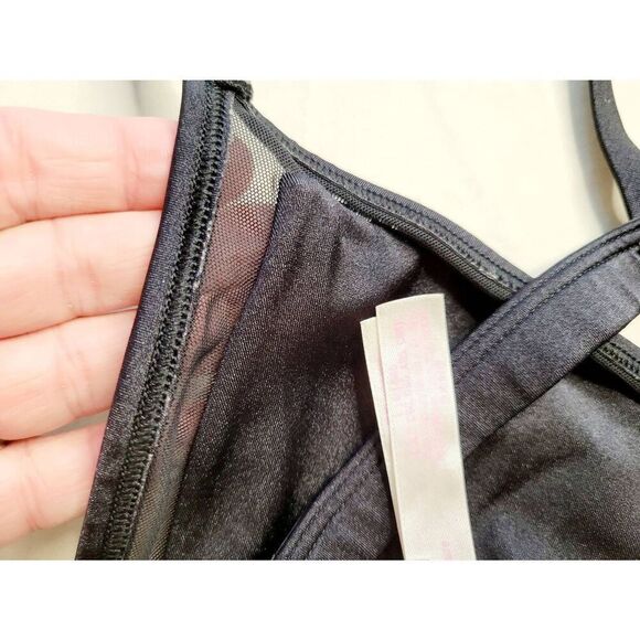 Swim top Bra Victoria's Secret Pink  black racerback  large mesh trim - Picture 5 of 6